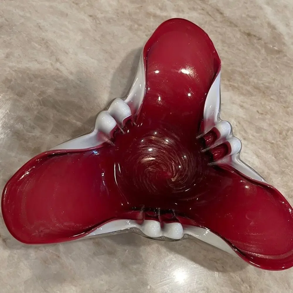 Vintage Murano glass Red with gold ashtray candy dish